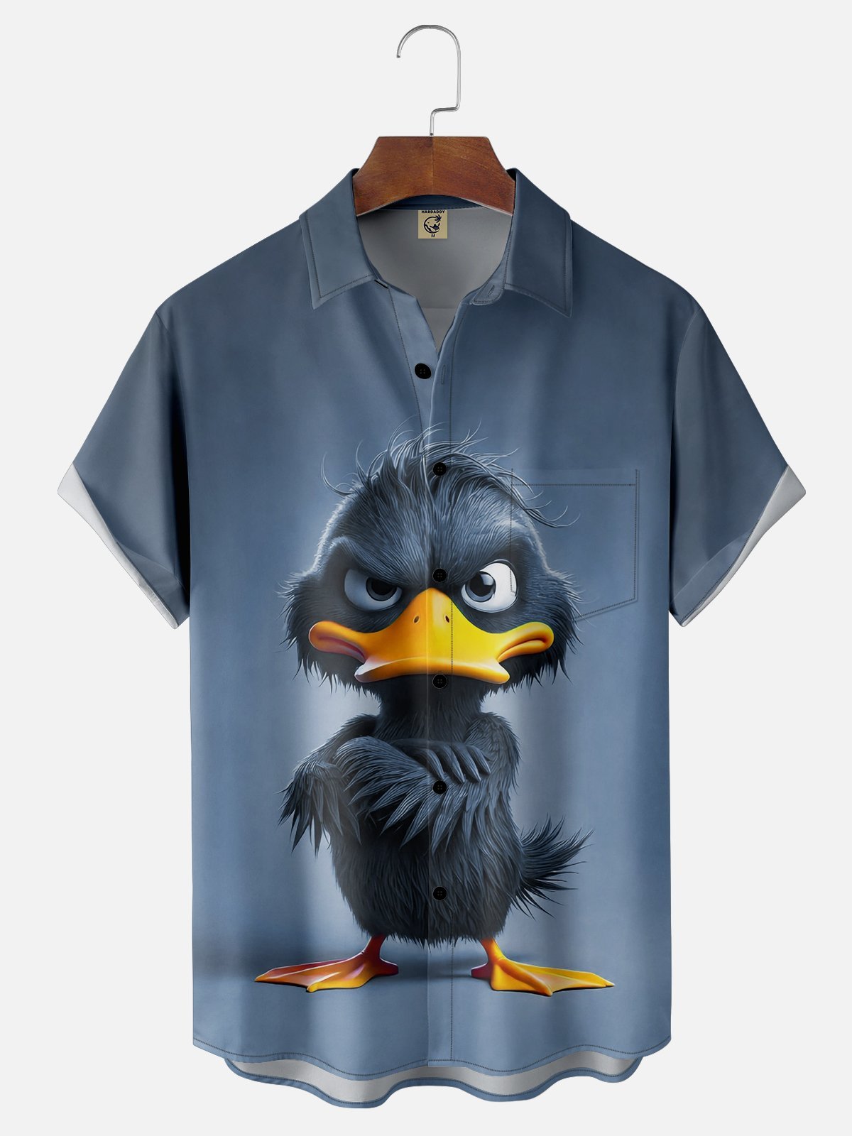 Moisture-wicking Angry Duck Chest Pocket Hawaiian Shirt