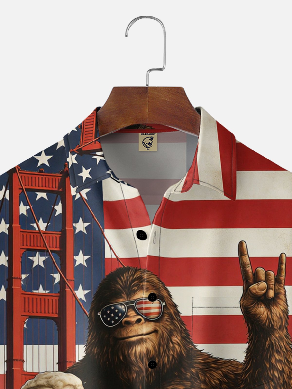 Moisture-Wicking 250th Anniversary of U.S Independence Commemorative Edition Beer Bigfoot Chest Pocket Festive Hawaiian Shirt