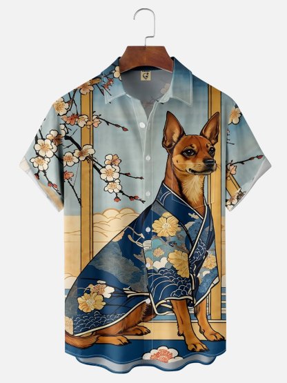 Moisture-wicking Ukiyoe Dog Hawaiian Shirt