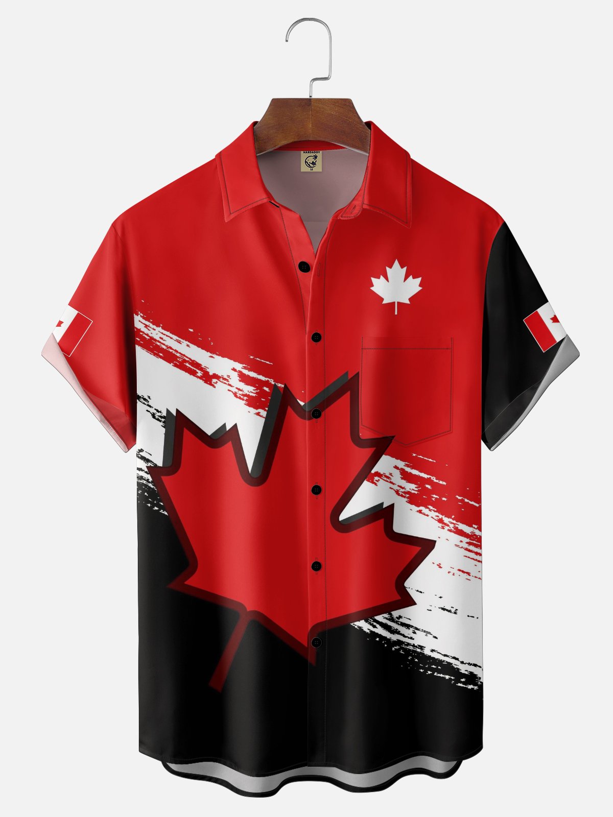Moisture Wicking Canadian Heritage Maple Leaf Flag Chest Pocket Holiday Hawaiian Shirt