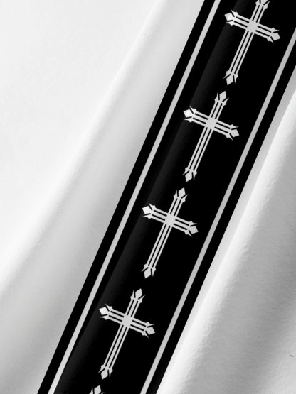 Moisture-wicking Easter Christian Cross Chest Pocket Bowling Shirt