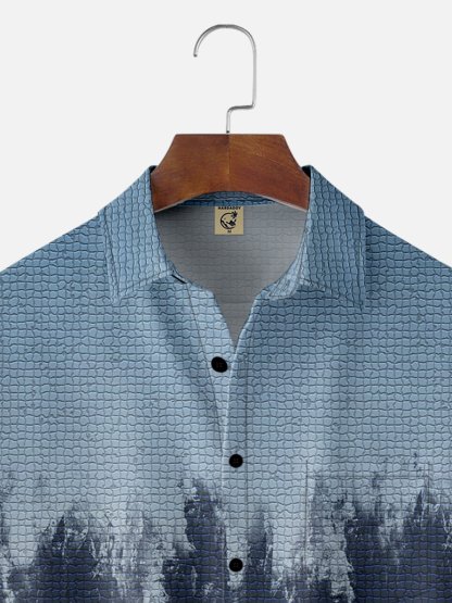 Moisture-wicking Gradient Color Geomatric Chest Pocket Casual Shirt