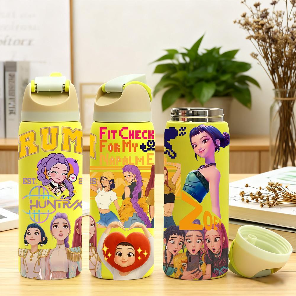 1Pc insulated mug, double wall skinny vacuum cup with leak-proof lid, hot cold drinks tumbler, hot 12 hours cold 24 hours, anime style print, stainless steel thermal travel mug, gift for women men, Christmas birthday holiday, Insulated Travel Drinkware