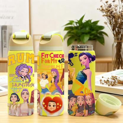 1Pc insulated mug, double wall skinny vacuum cup with leak-proof lid, hot cold drinks tumbler, hot 12 hours cold 24 hours, anime style print, stainless steel thermal travel mug, gift for women men, Christmas birthday holiday, Insulated Travel Drinkware