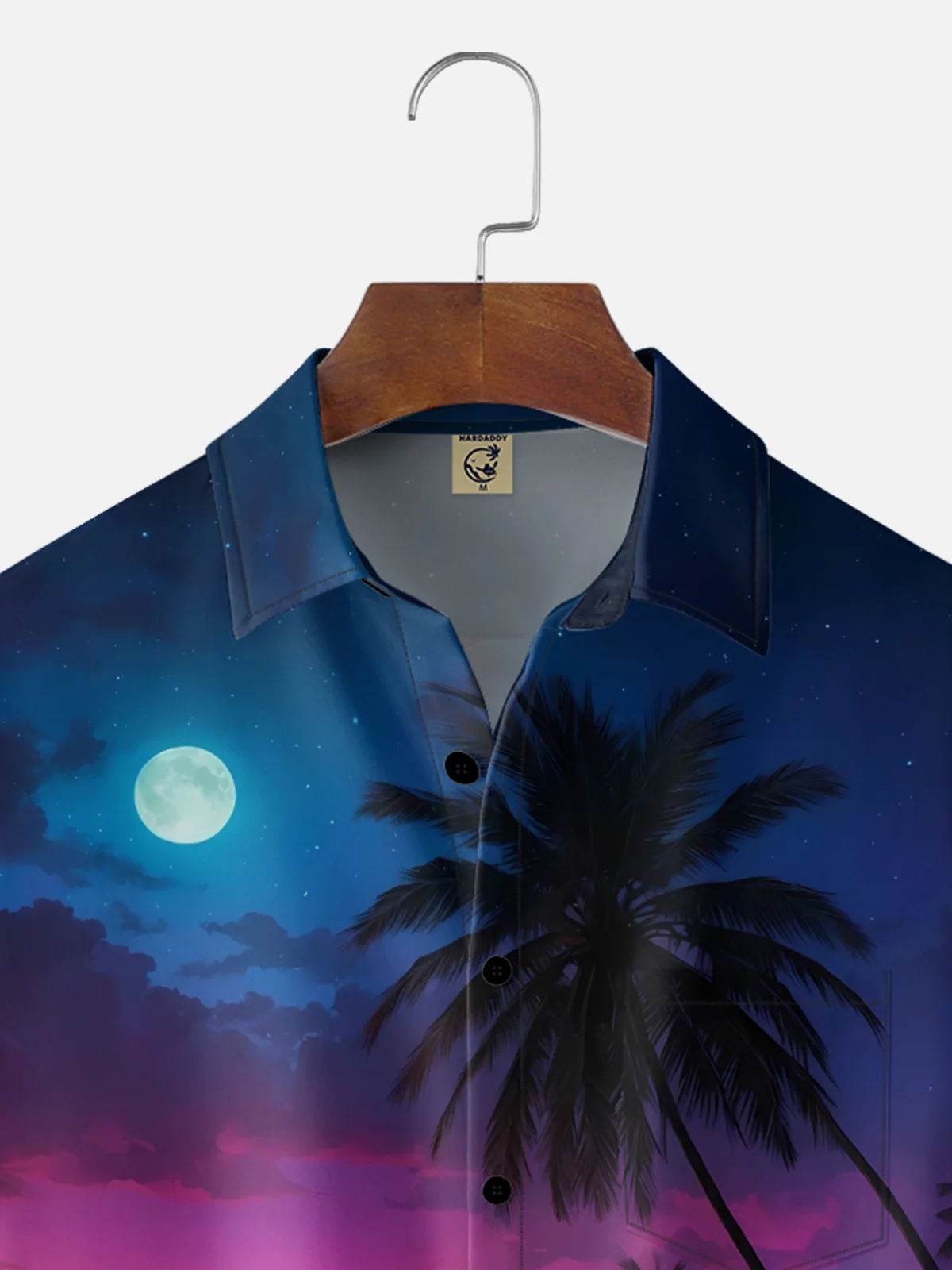 Moisture-wicking Coconut Tree Beach Chest Pocket Hawaiian Shirt
