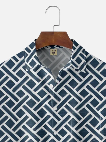 Moisture-wicking Geomatric Chest Pocket Casual Shirt