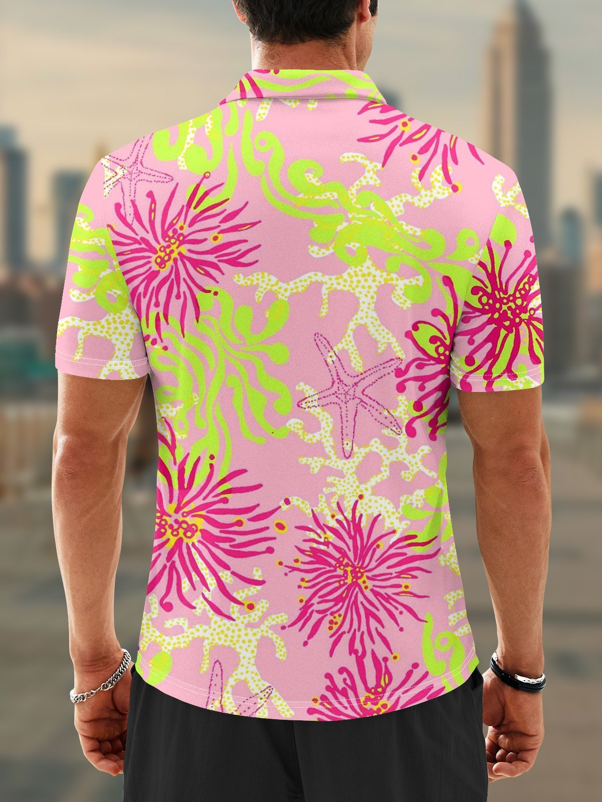Moisture Wicking Hawaii Starfish Coral Ocean Golf Polo