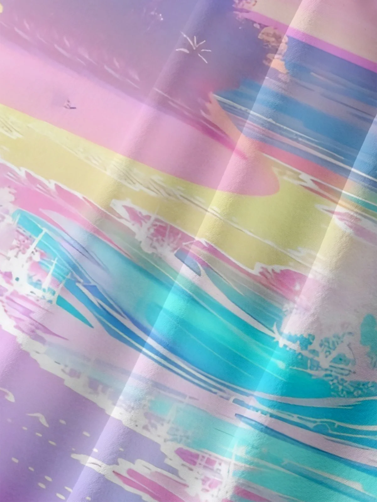 Moisture-wicking Coconut Tree Beach Wave Chest Pocket Hawaiian Shirt