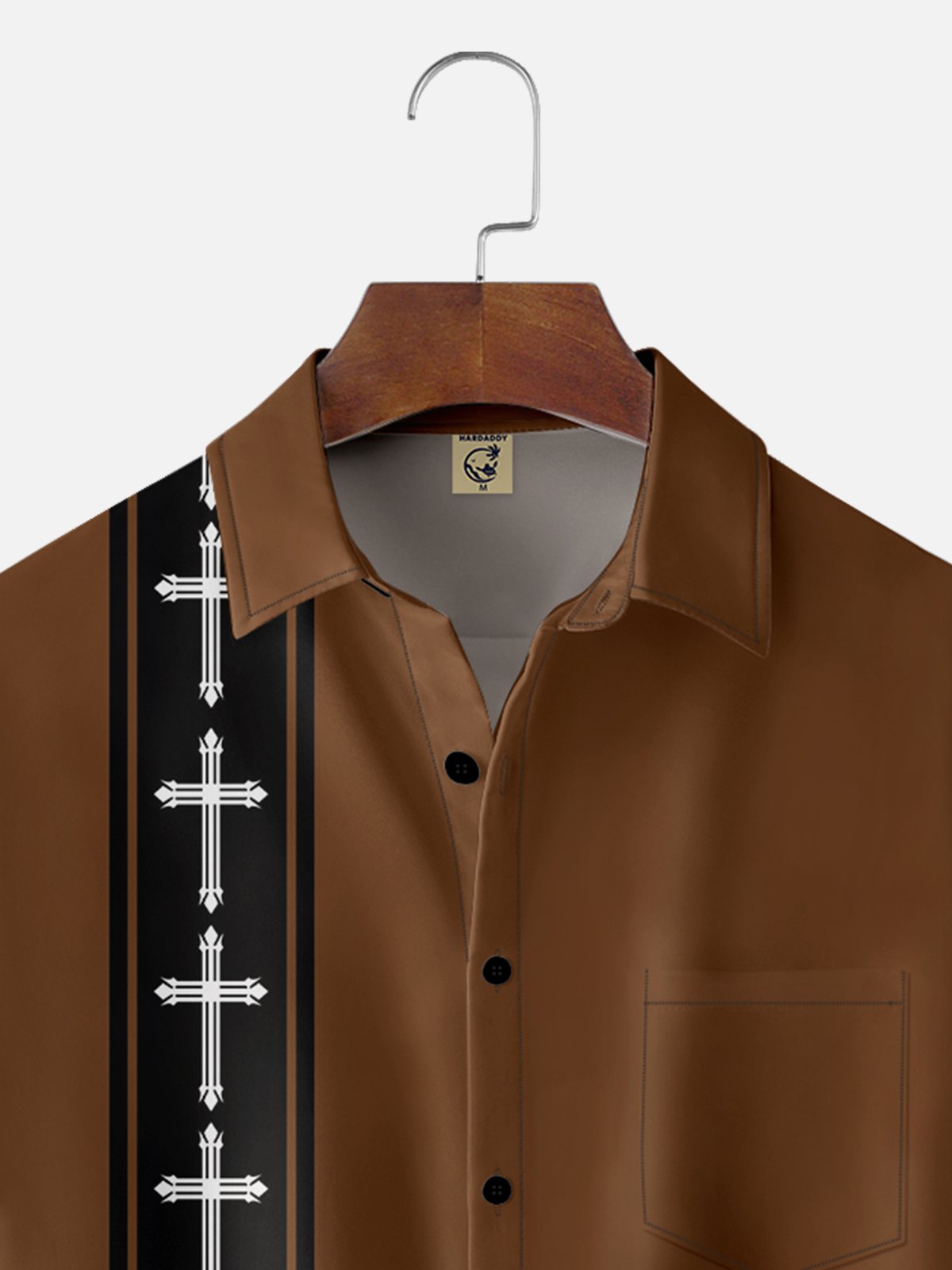 Moisture-wicking Easter Christian Cross Chest Pocket Bowling Shirt