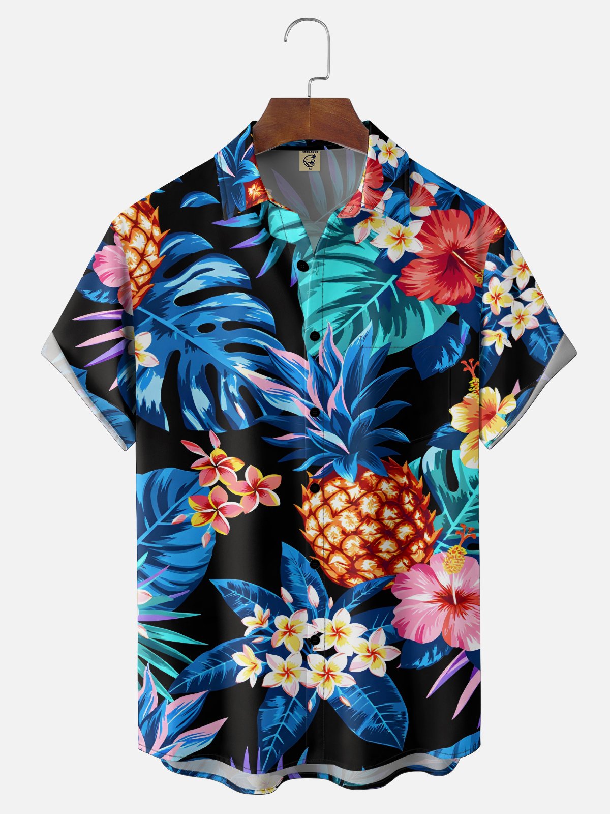 Moisture Wicking Floral Chest Pocke Holiday Hawaiian Shirt