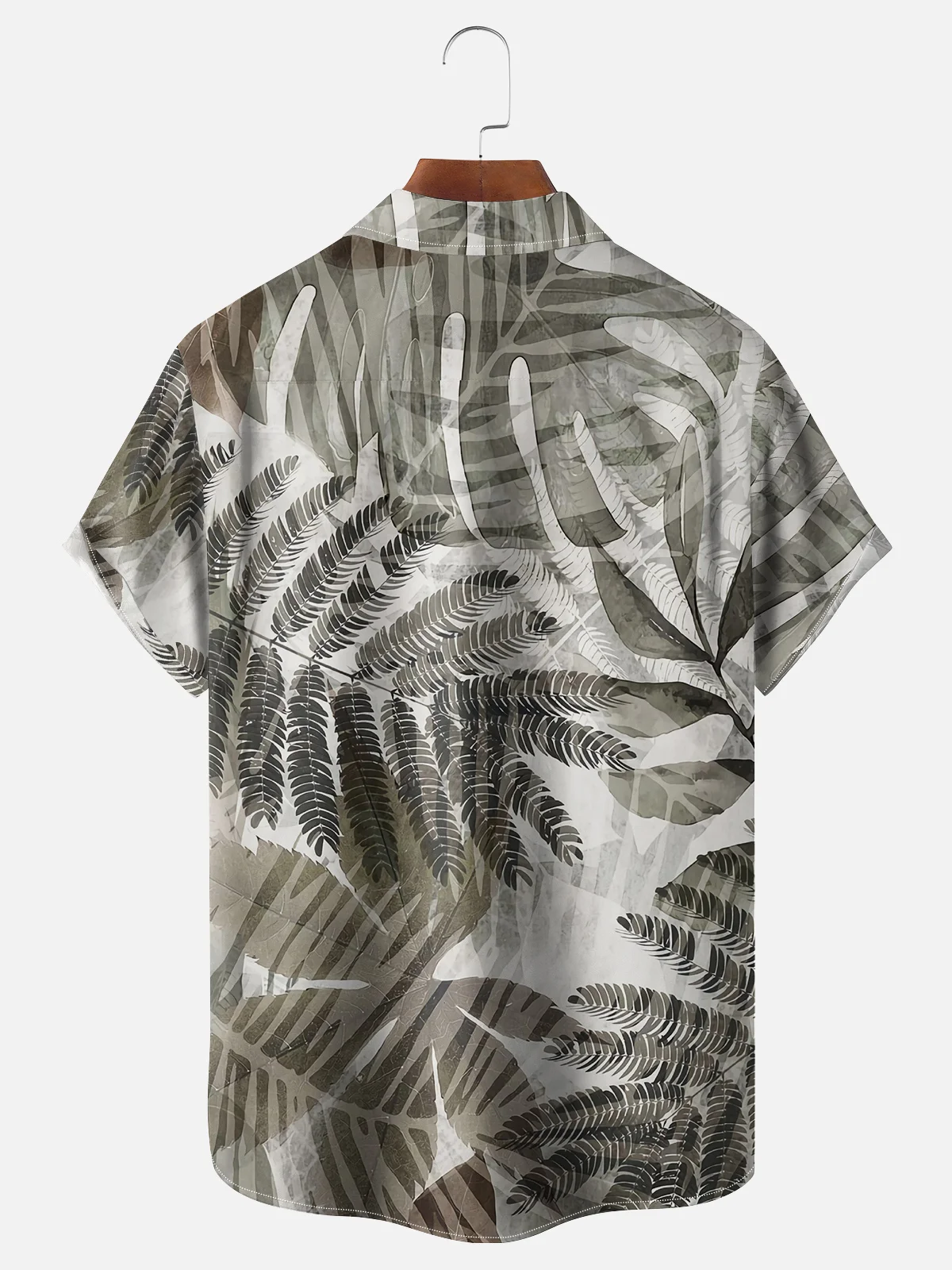 Moisture-wicking Palm Leaf Chest Pocket Hawaiian Shirt
