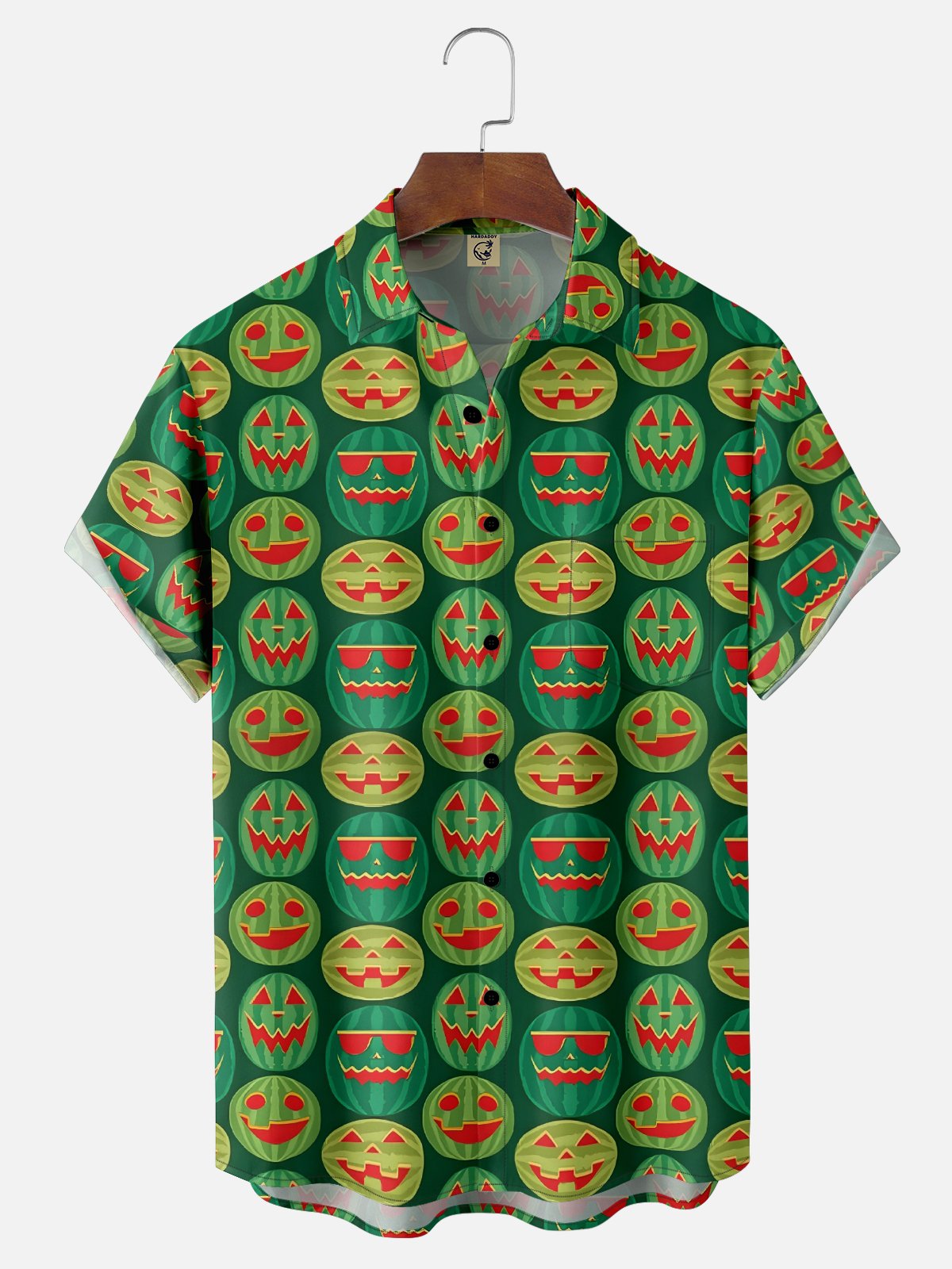 Moisture-wicking Fun Watermelon Halloween Chest Pocket Hawaiian Shirt