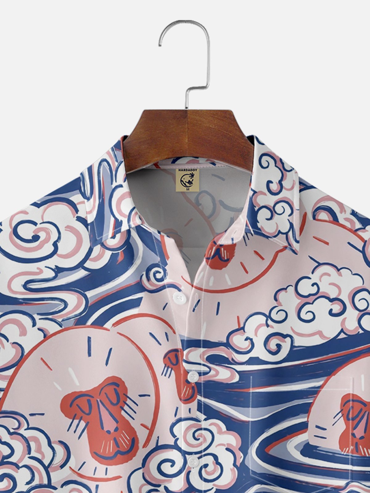 Moisture Wicking Ukiyoe Onsen Monkey Chest Pocket Hawaiian Shirt