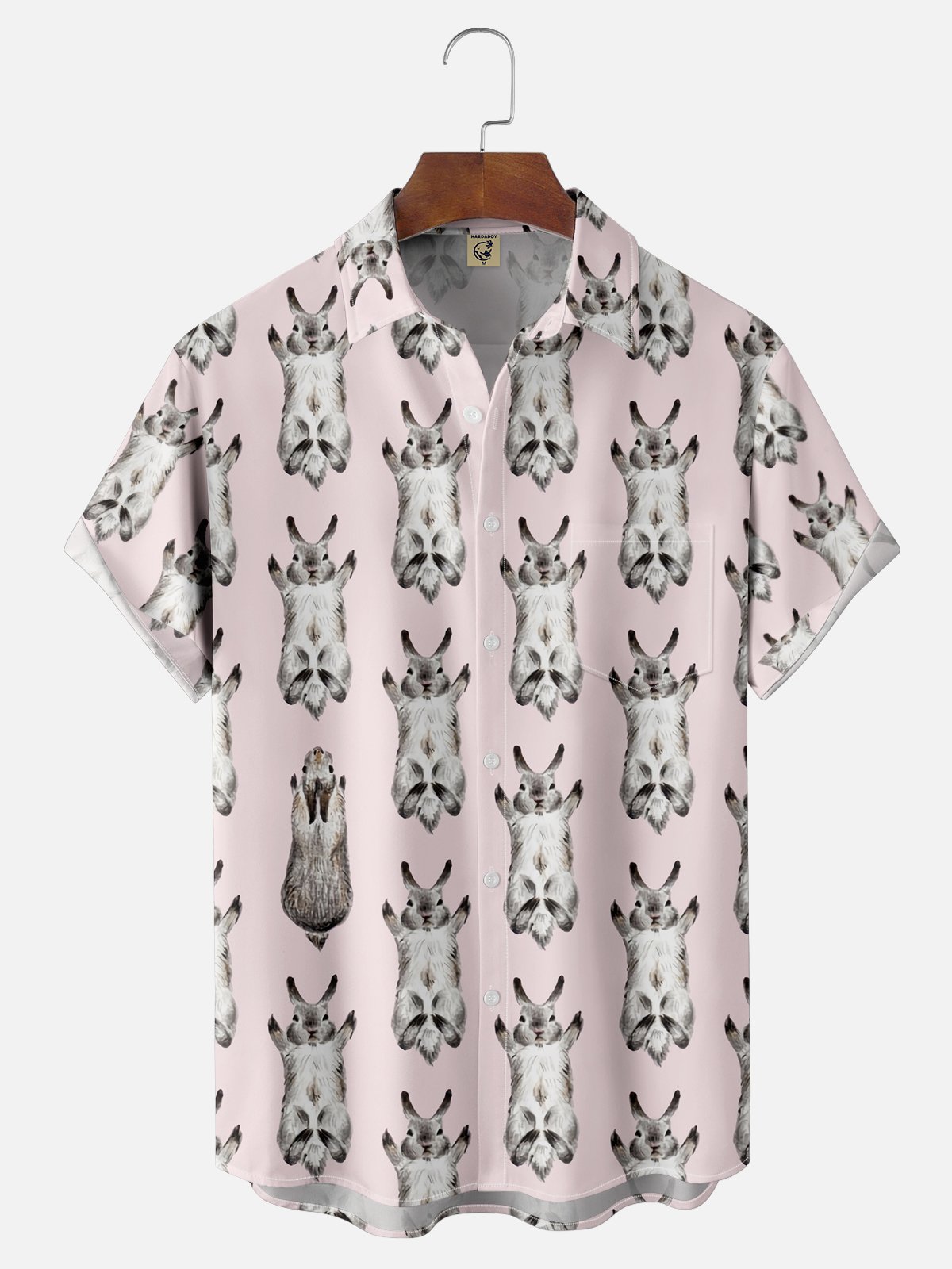 Moisture-wicking Easter Bunny Funny Chest Pocket Casual Shirt