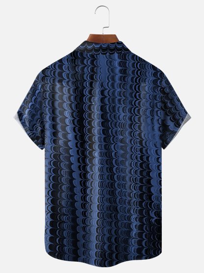 Moisture-wicking Abstract Art Chest Pocket Hawaiian Shirt