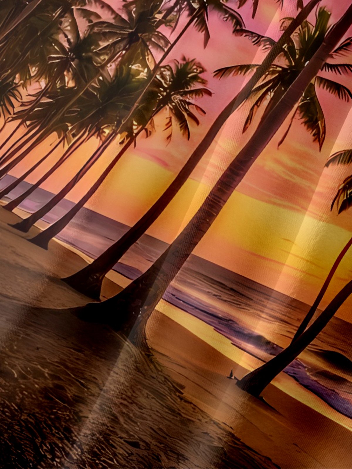Moisture-wicking Coconut Tree Beach Chest Pocket Hawaiian Shirt