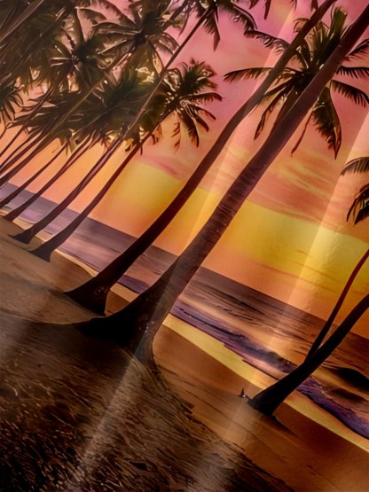Moisture-wicking Coconut Tree Beach Chest Pocket Hawaiian Shirt