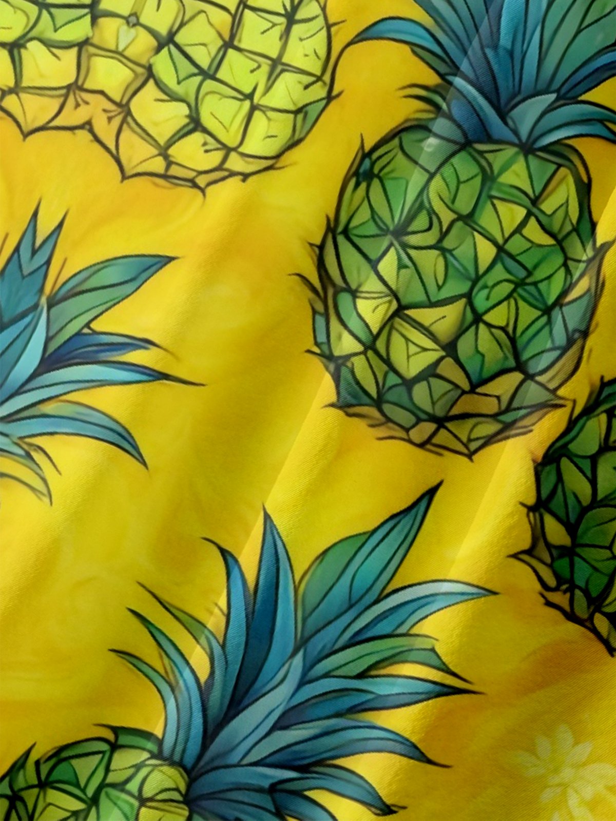 Moisture-wicking Pineapple Fruit Chest Pocket Hawaiian Shirt