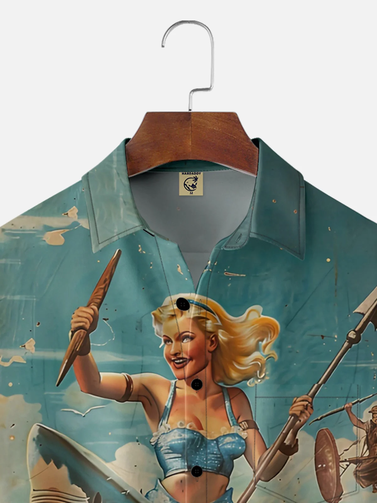 Moisture-wicking Shark Beauty Chest Pocket Hawaiian Shirt