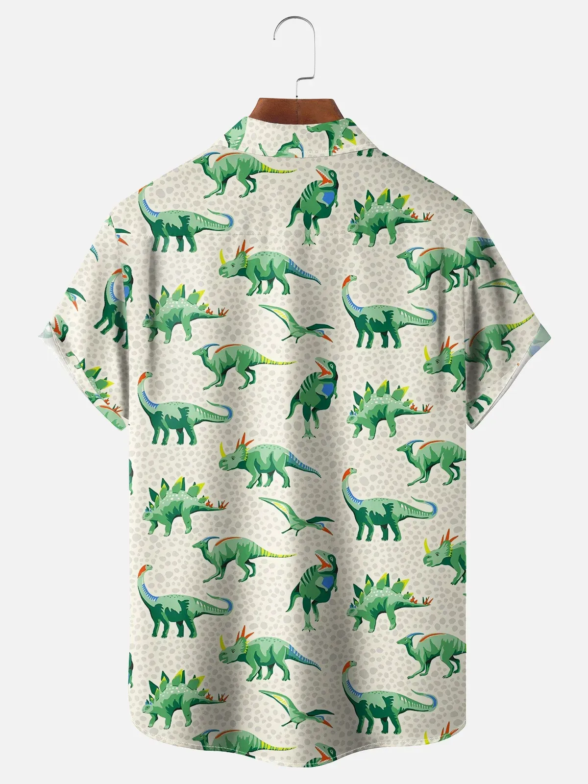 Dinosaurs Pattern Breathable Chest Pocket Hawaiian Shirt