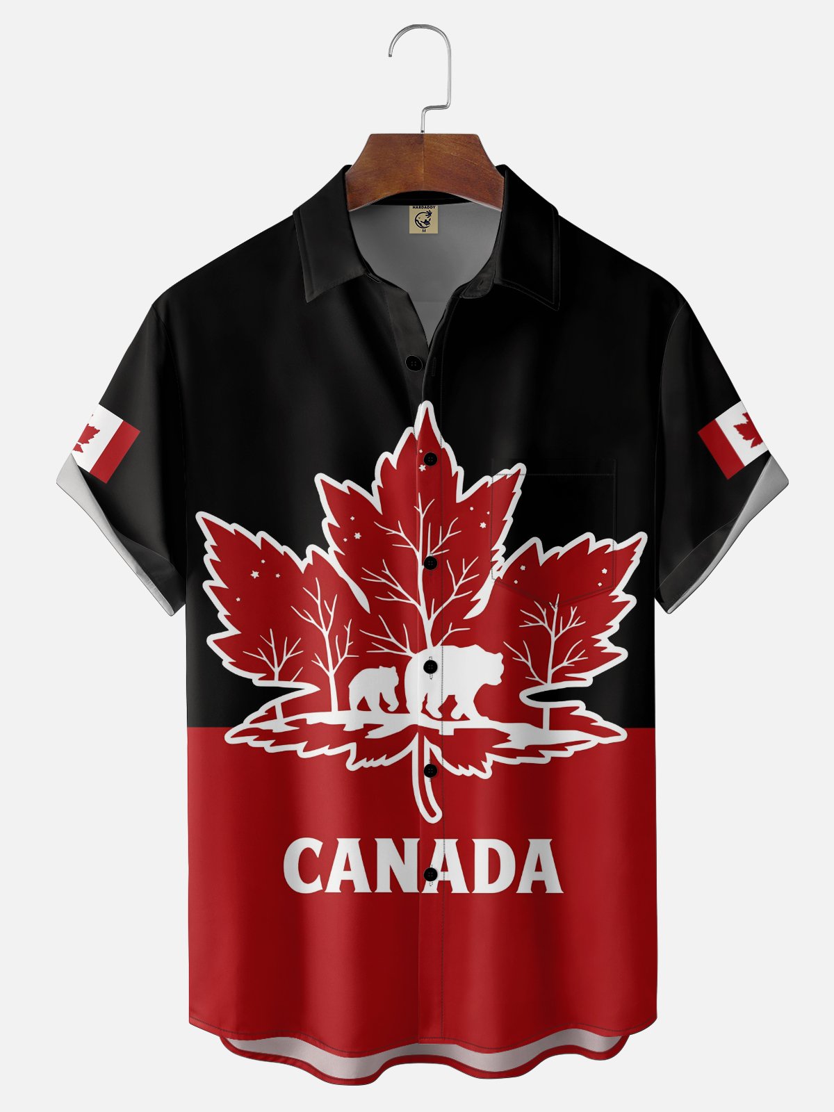 Moisture Wicking Canada Day Maple Bear Chest Pocke Holiday Hawaiian Shirt