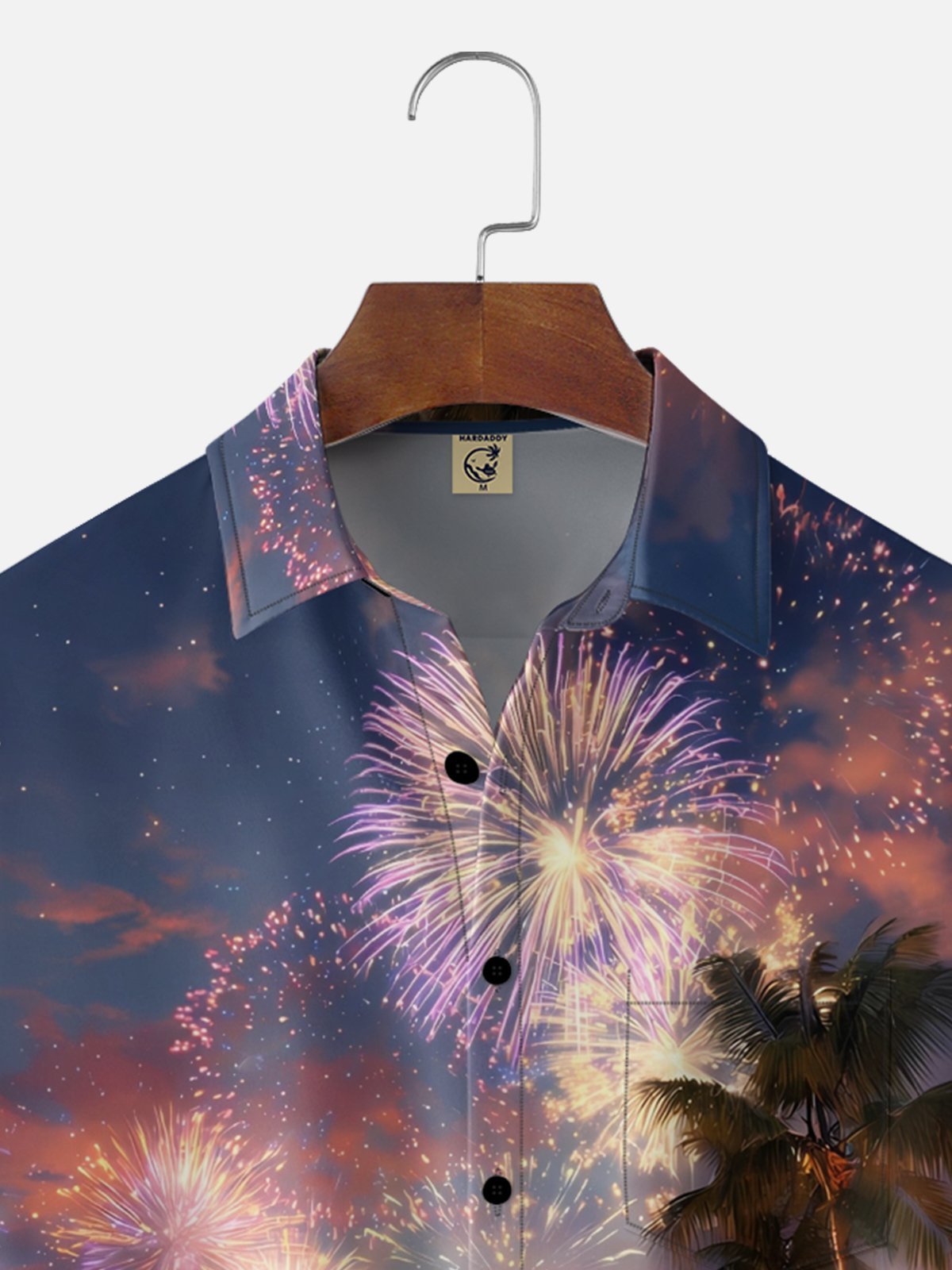 Moisture-wicking Coconut Tree Beach Chest Pocket Hawaiian Shirt