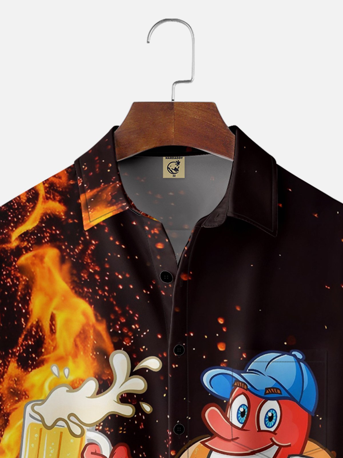 BBQ Barbecue Chef Hot Dog Cheers Breathable Chest Pocket Hawaiian Shirt