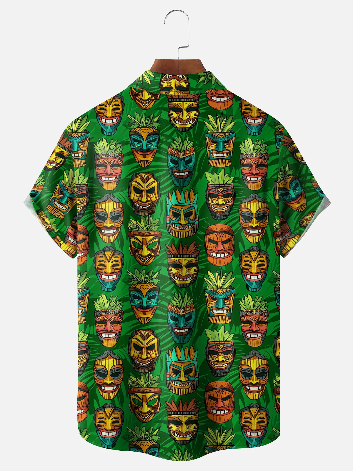 Moisture-wicking Tropical Tiki Chest Pocket Hawaiian Shirt
