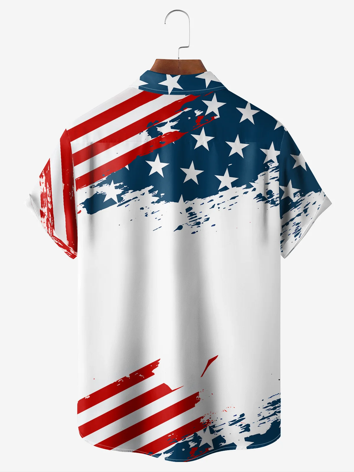 Moisture-wicking American Flag Monkey Chest Pocket Hawaiian Shirt