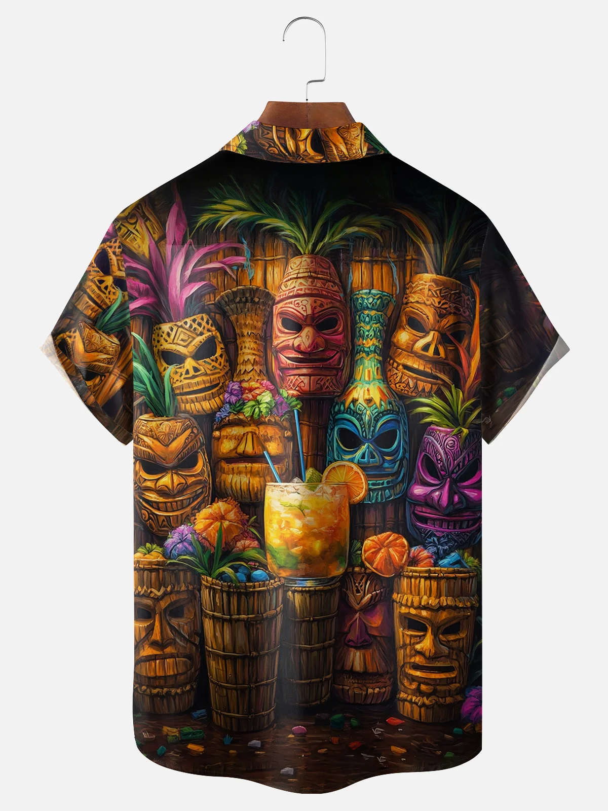 Moisture-wicking Tiki Juice Chest Pocket Hawaiian Shirt