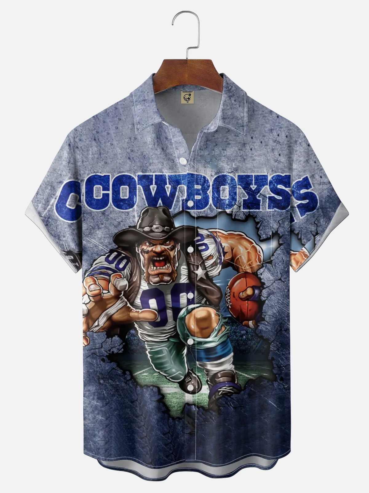 Moisture Wickin Cowboys Football Chest Pocket Holiday Hawaiian Shirt
