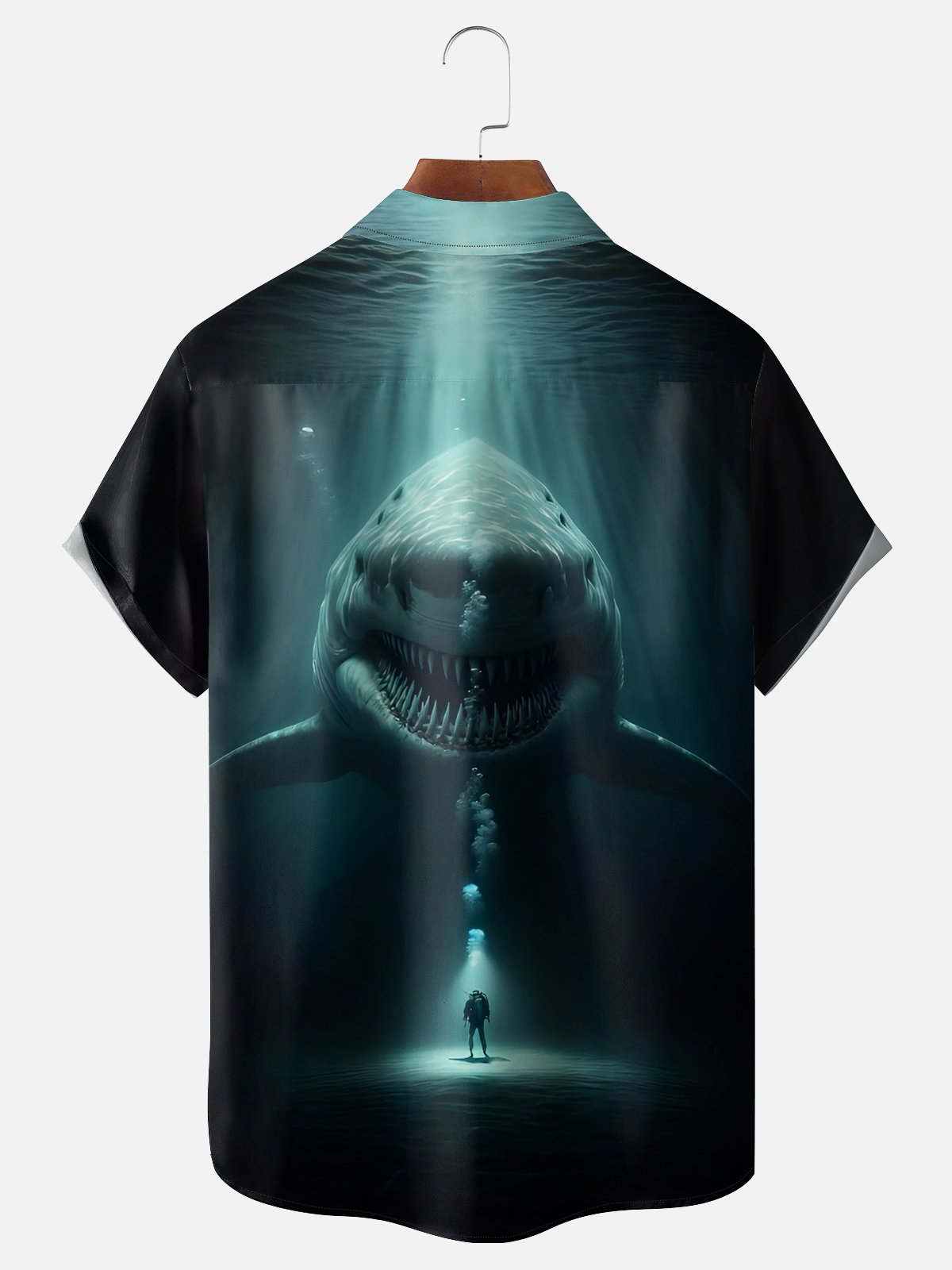 Moisture-wicking Shark Chest Pocket Hawaiian Shirt