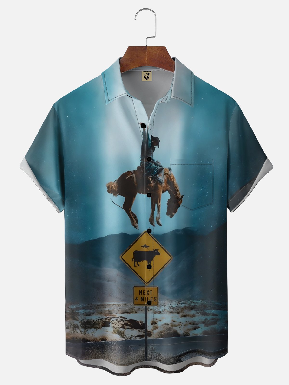 Moisture Wicking Western Cowboy Chest Pocke Holiday Hawaiian Shirt
