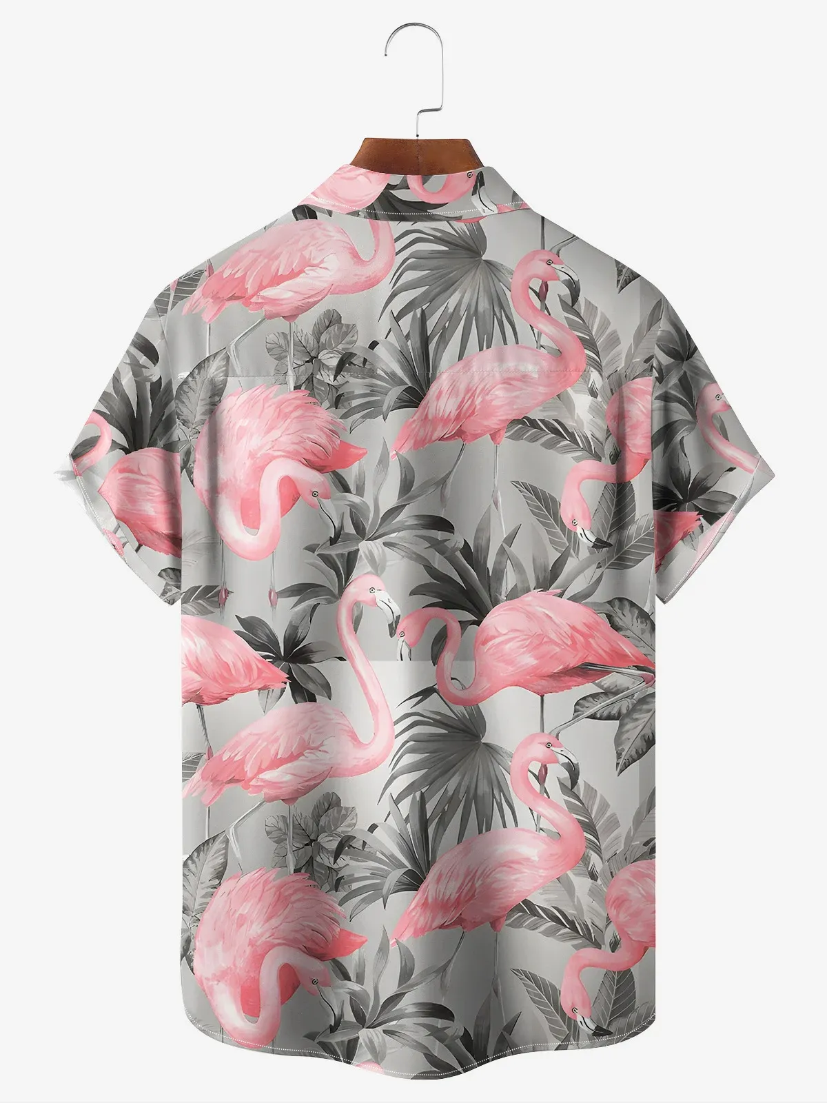 Men's Printed Casual Breathable Flamigo Short Sleeve Hawaiian Shirt