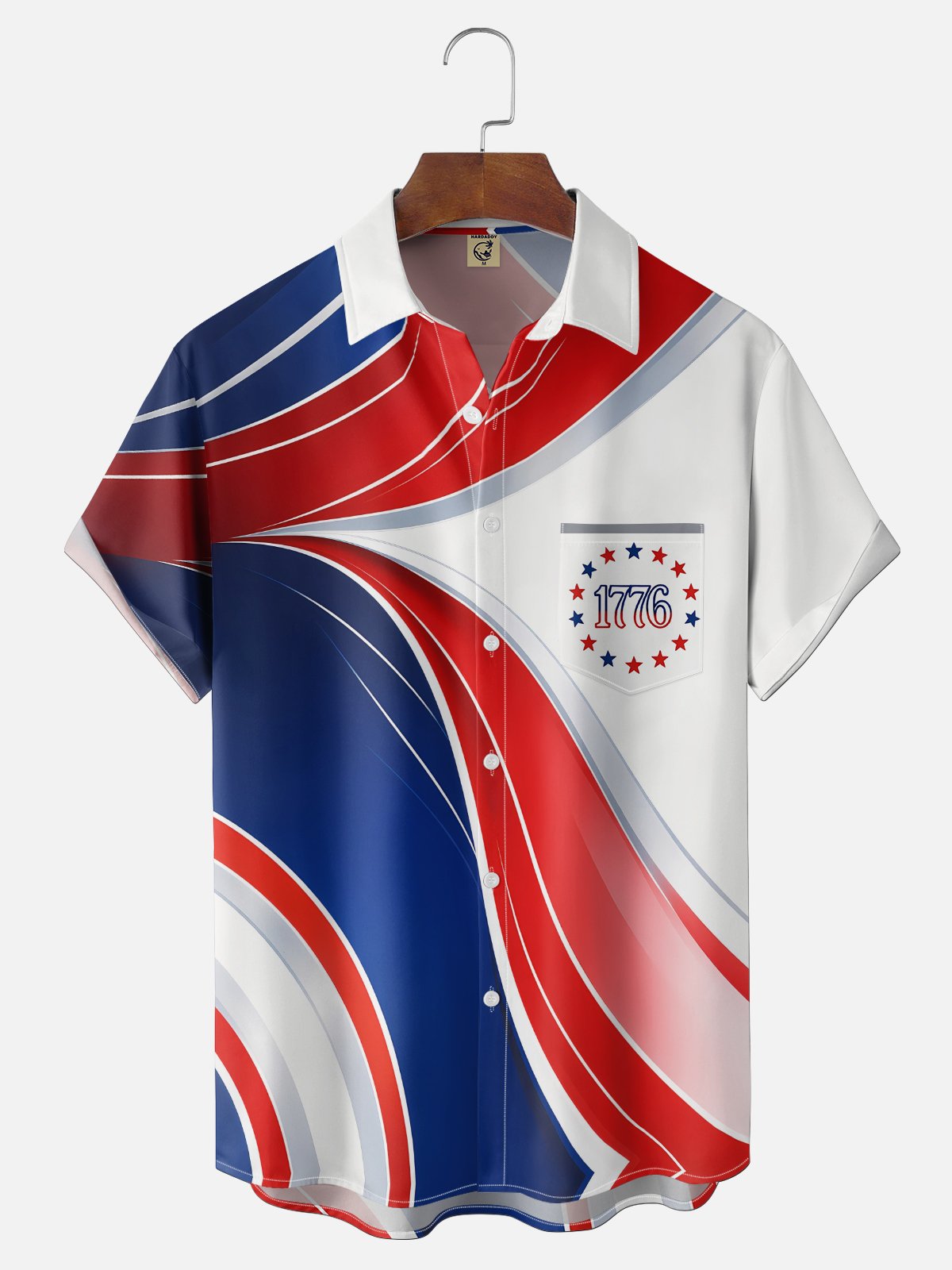 Moisture-Wicking U.S. Independence Day 250th Anniversary Commemorative Edition Chest Pocket Festive Hawaiian Shirt