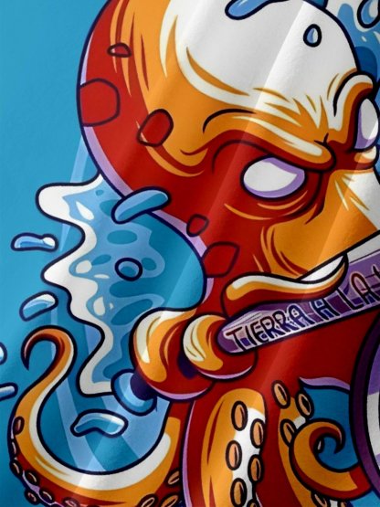 Marine Life Octopus Moisture-wicking Chest Pocket Hawaiian Shirt