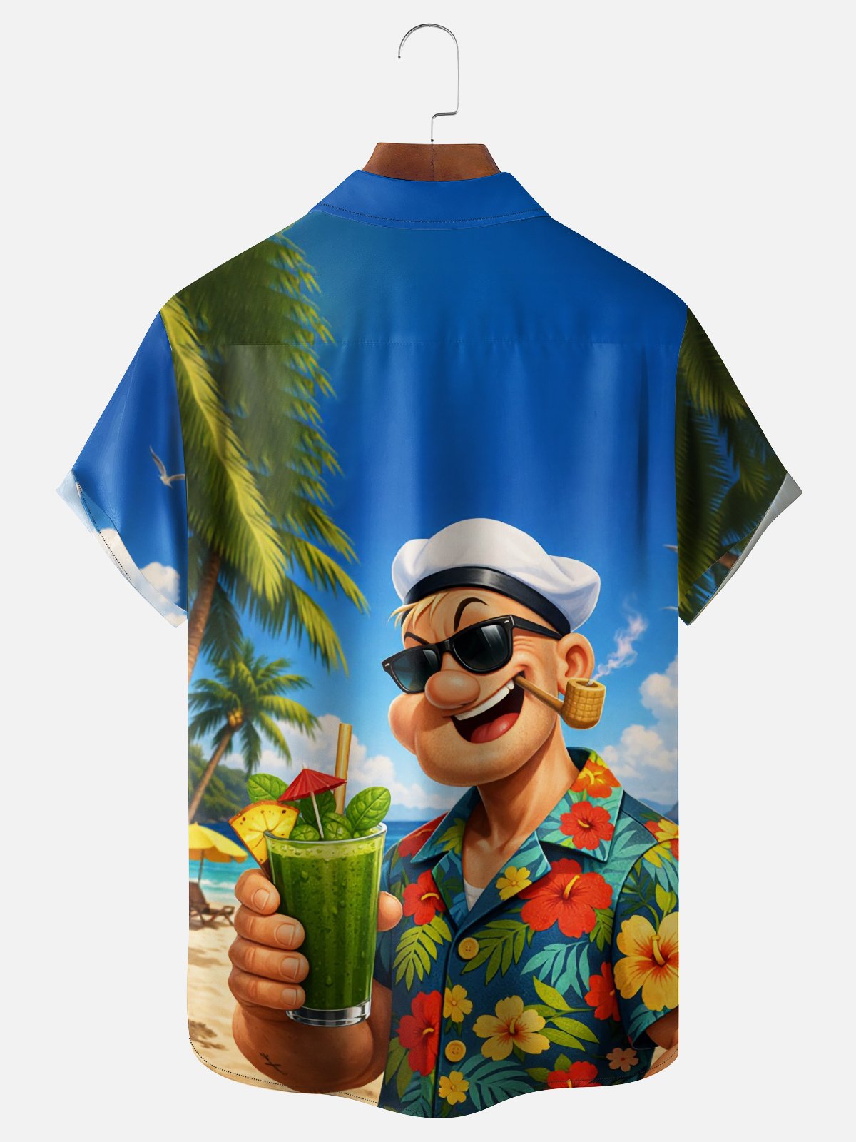 Moisture Wicking Tropical Island Vacation Sailor Chest Pocke Holiday Hawaiian Shirt