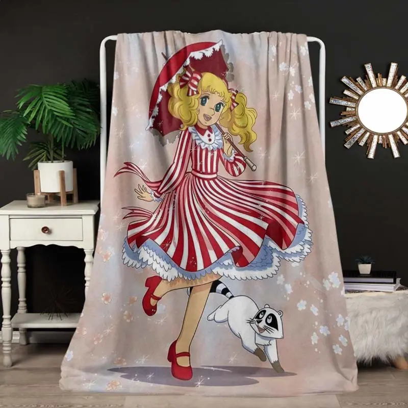 Anime Candy Blanket, All-Season Comfort Wrap for Sofa, Office, Travel - Digital Print Glam Style, Ideal Christmas Birthday Gift for Friends