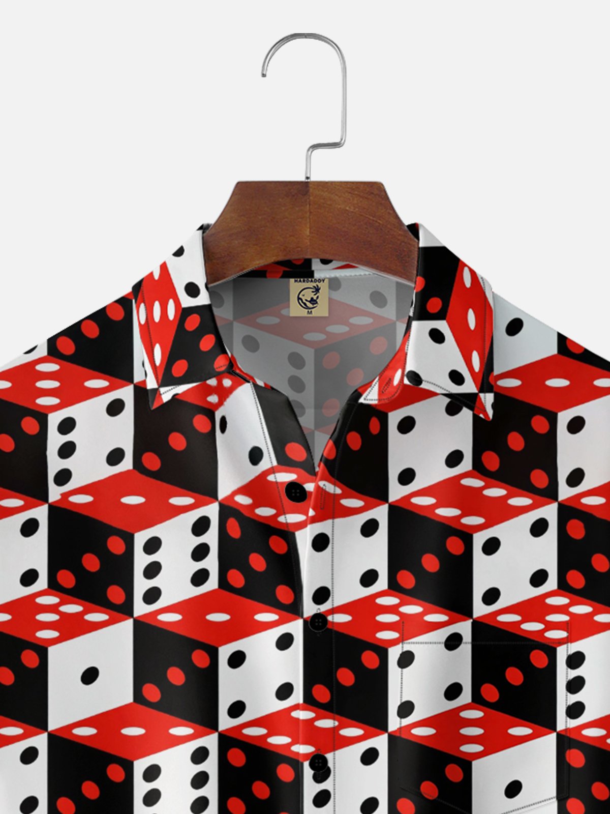 Moisture-Wicking Dice Pattern Chest Pocket Holiday Hawaiian Shirt