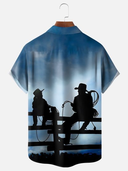 Father's Day Western Cowpapa Breathable Chest Pocket Casual Shirt