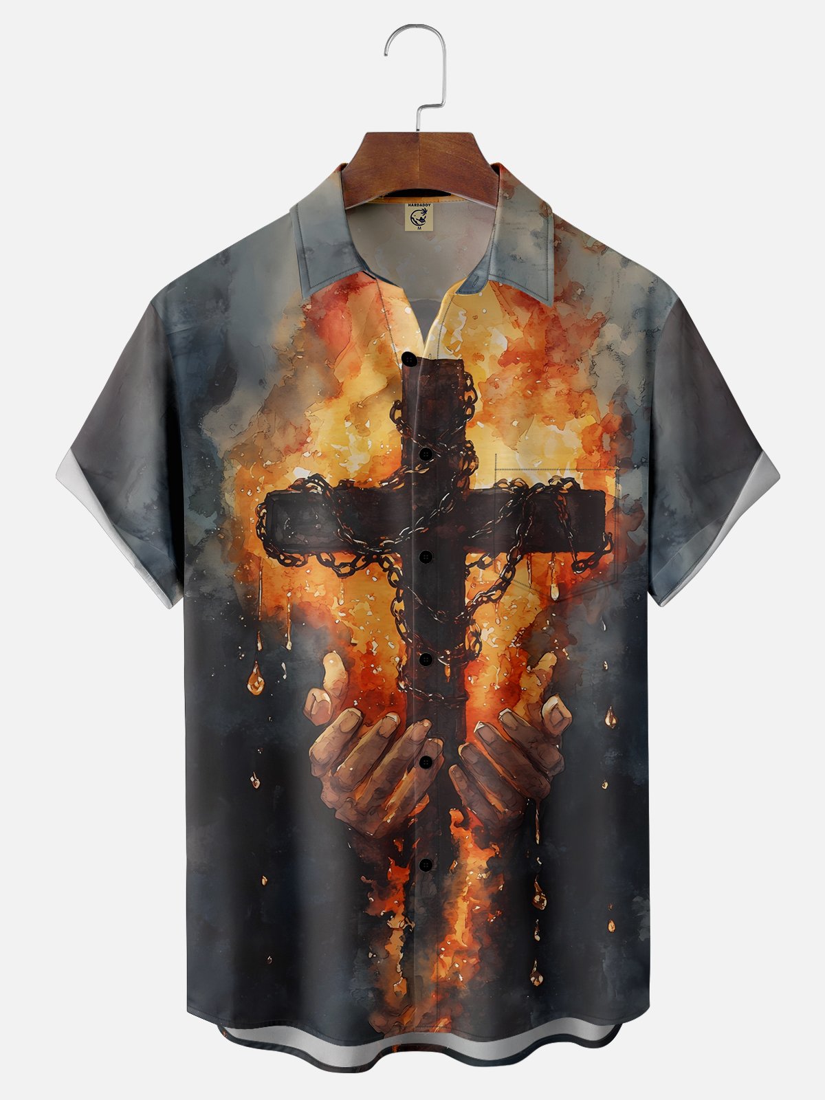 Moisture-wicking Easter Christian Cross Chest Pocket Casual Shirt