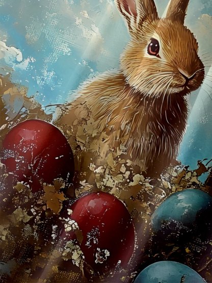 Moisture-wicking Easter Bunny Rabbit Eggs Cross Chest Pocket Casual Shirt