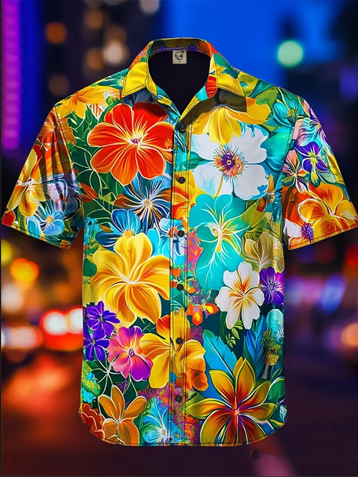 Moisture-wicking Tropical Palm Tree Chest Pocket Hawaiian Shirt