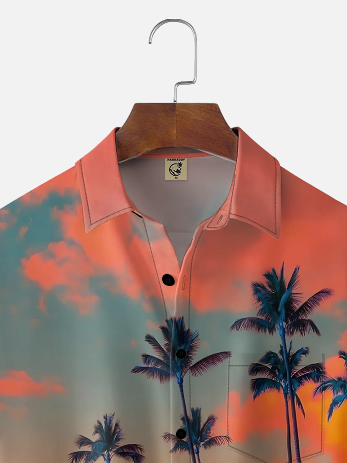Moisture-wicking Coconut Trees Beach Chest Pocket Hawaiian Shirt
