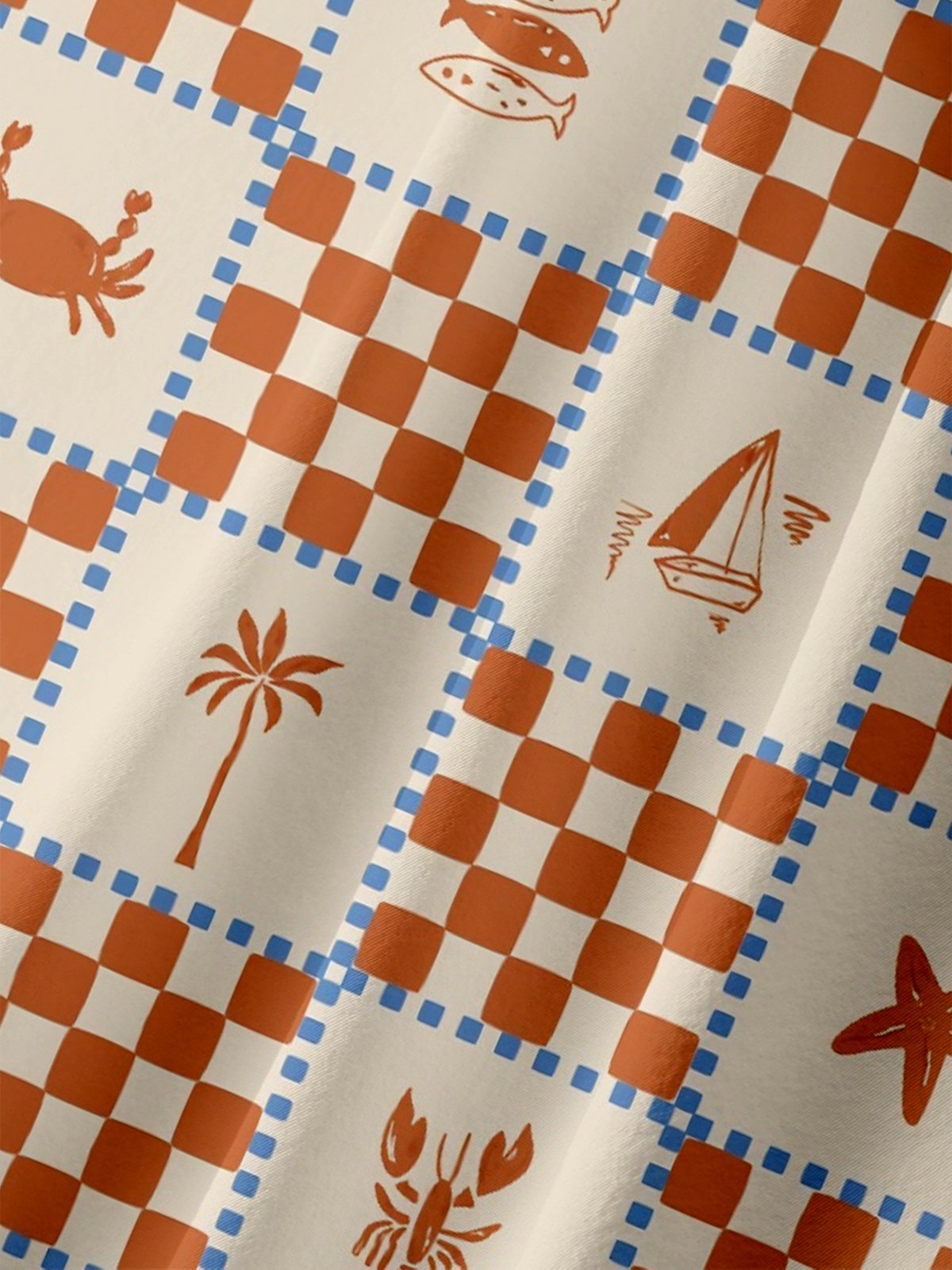 Moisture Wicking Geometric Flowers Ocean Animals Chest Pocket Hawaiian Shirt