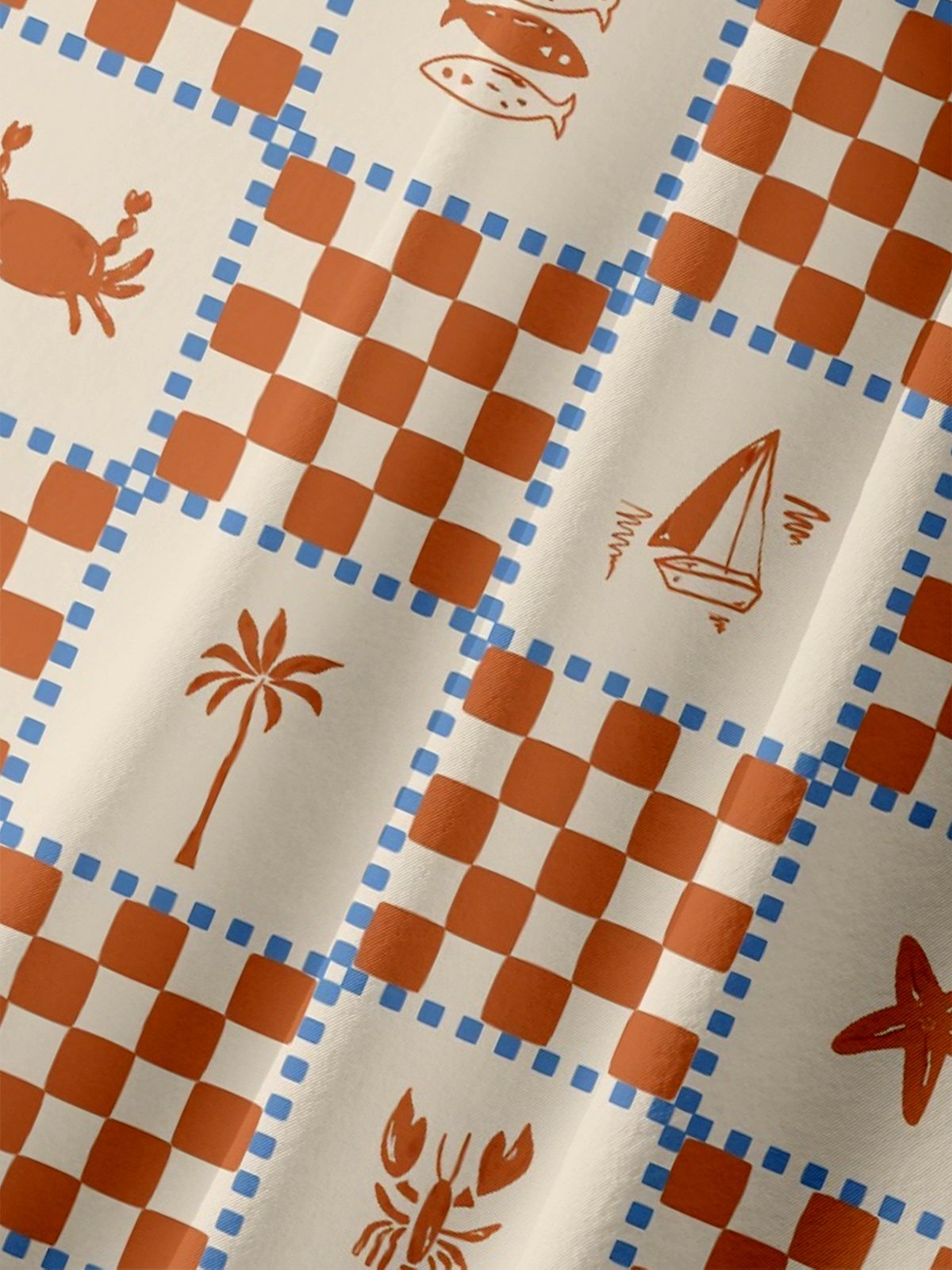 Moisture Wicking Geometric Flowers Ocean Animals Chest Pocket Hawaiian Shirt