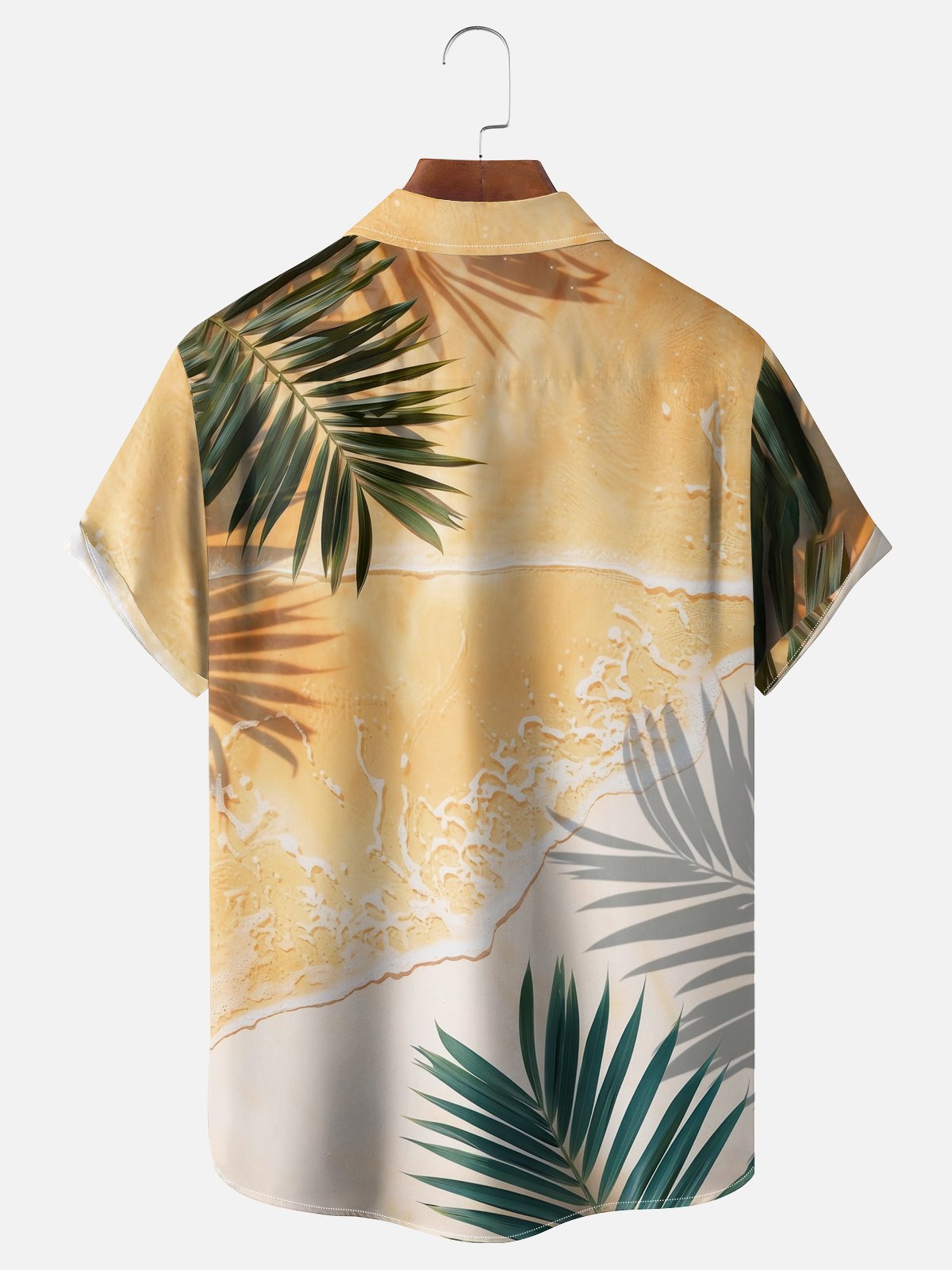 Moisture Wicking Hawaiian Beach Plants Chest Pocket Hawaiian Shirt