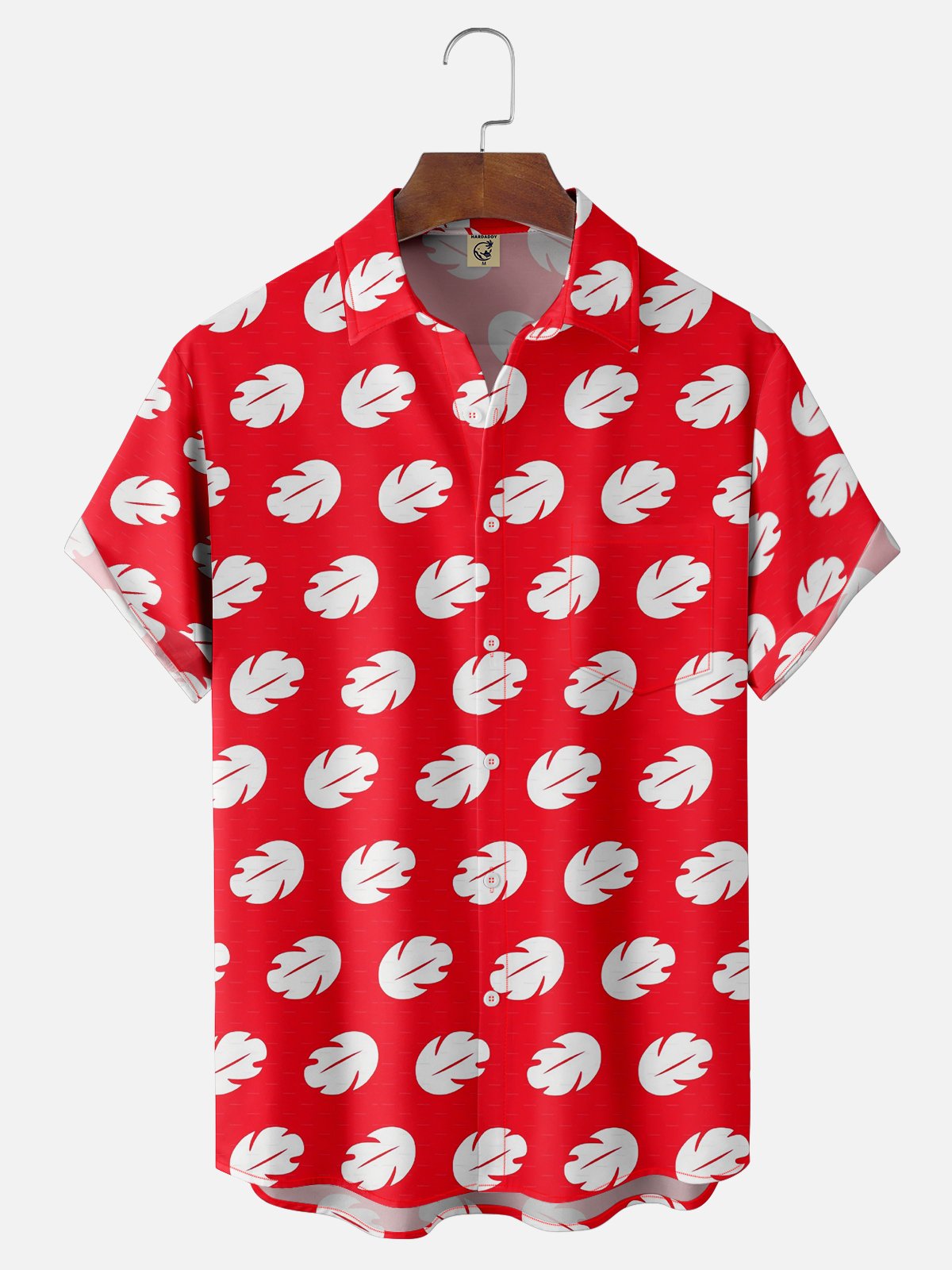 Moisture-wicking Leaf Chest Pocket Hawaiian Shirt