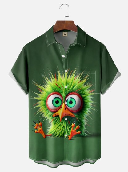 Moisture-wicking Silly Chicken Chest Pocket Hawaiian Shirt