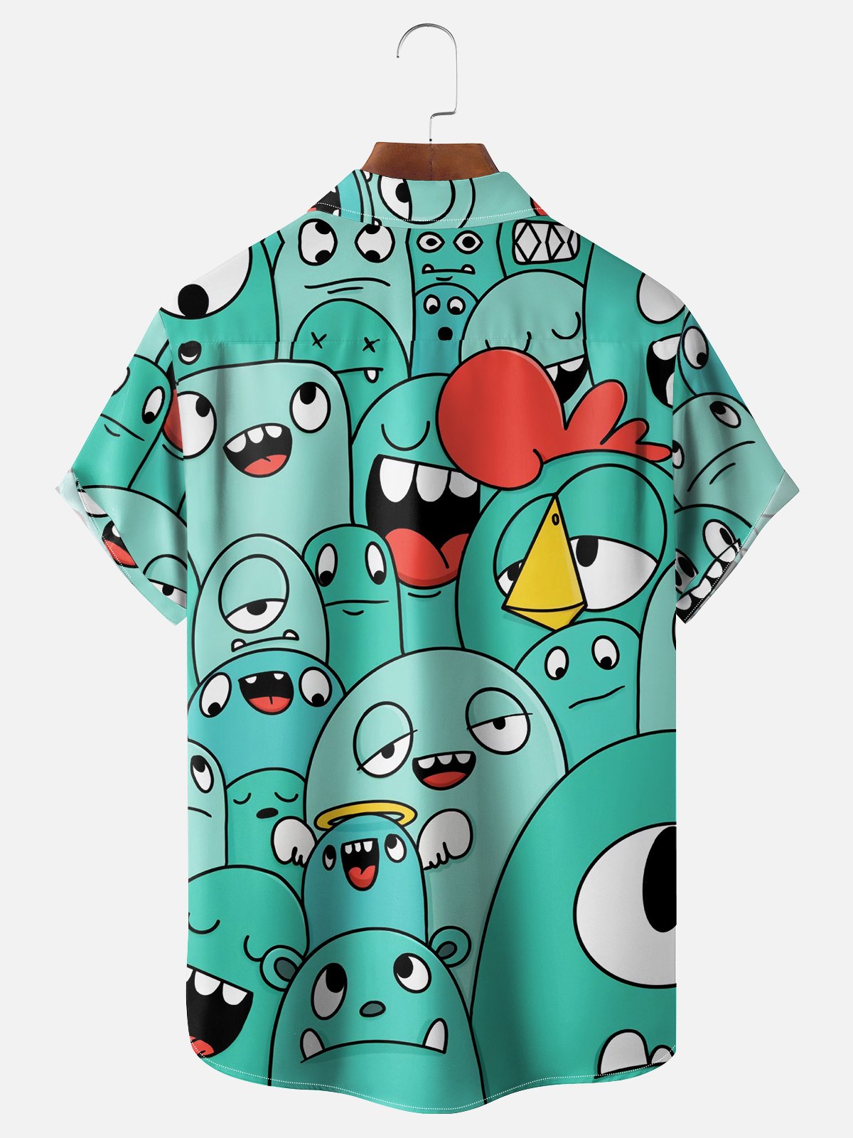 Moisture-wicking Cartoon Chest Pocket Casual Shirt